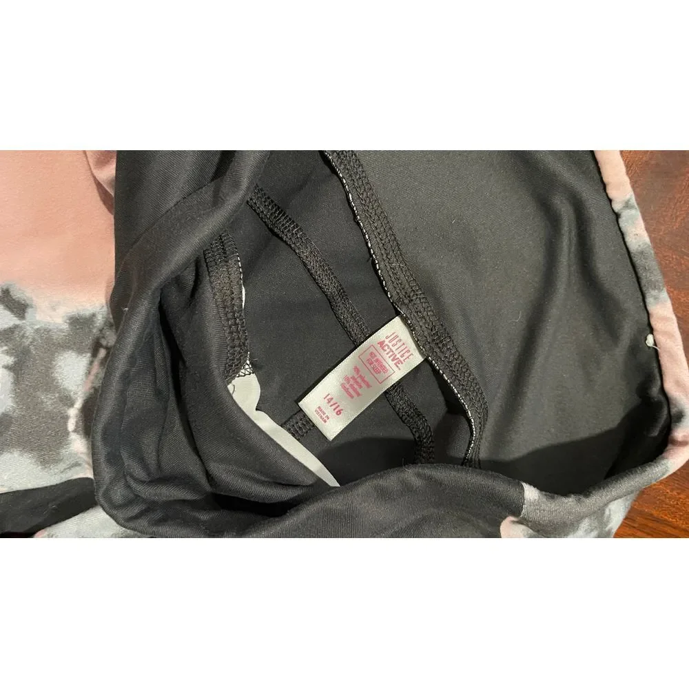 Justice active girl athleisure outfit set leggings 14/16 and sports bra‎ size 32